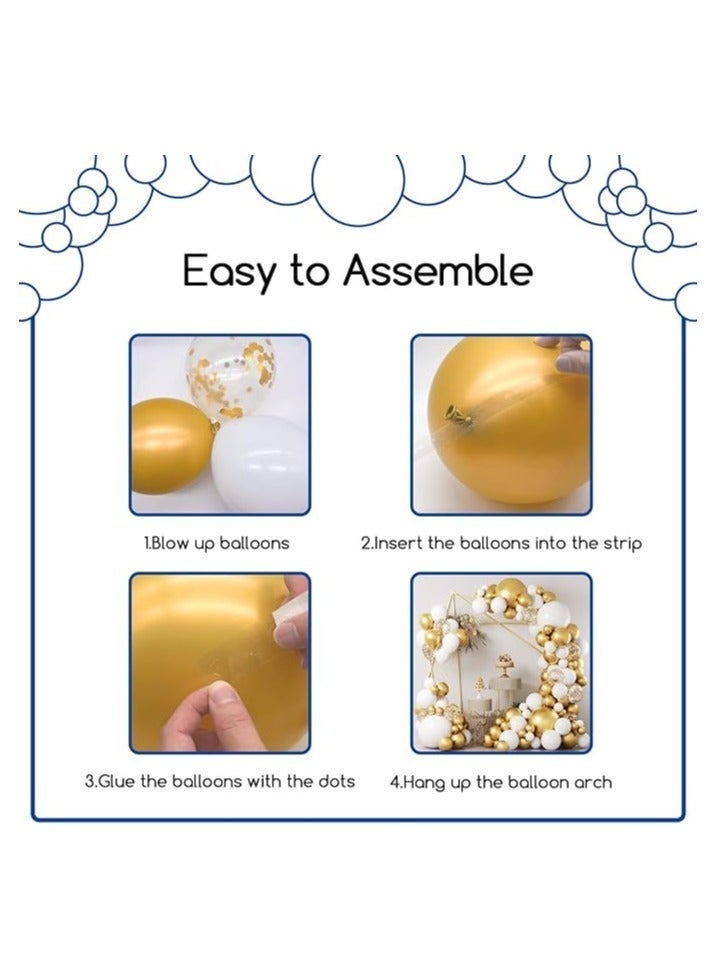 بالونات بيضاء وذهبية إكليل كيت ، 124 قطعة أبيض معدني الذهب حلويات بالون قوس كيت لحفل الزفاف ، الخطوبة عيد ميلاد التخرج احتفالات استحمام الطفل زينة حفلة الذكرى السنوية - Image 3