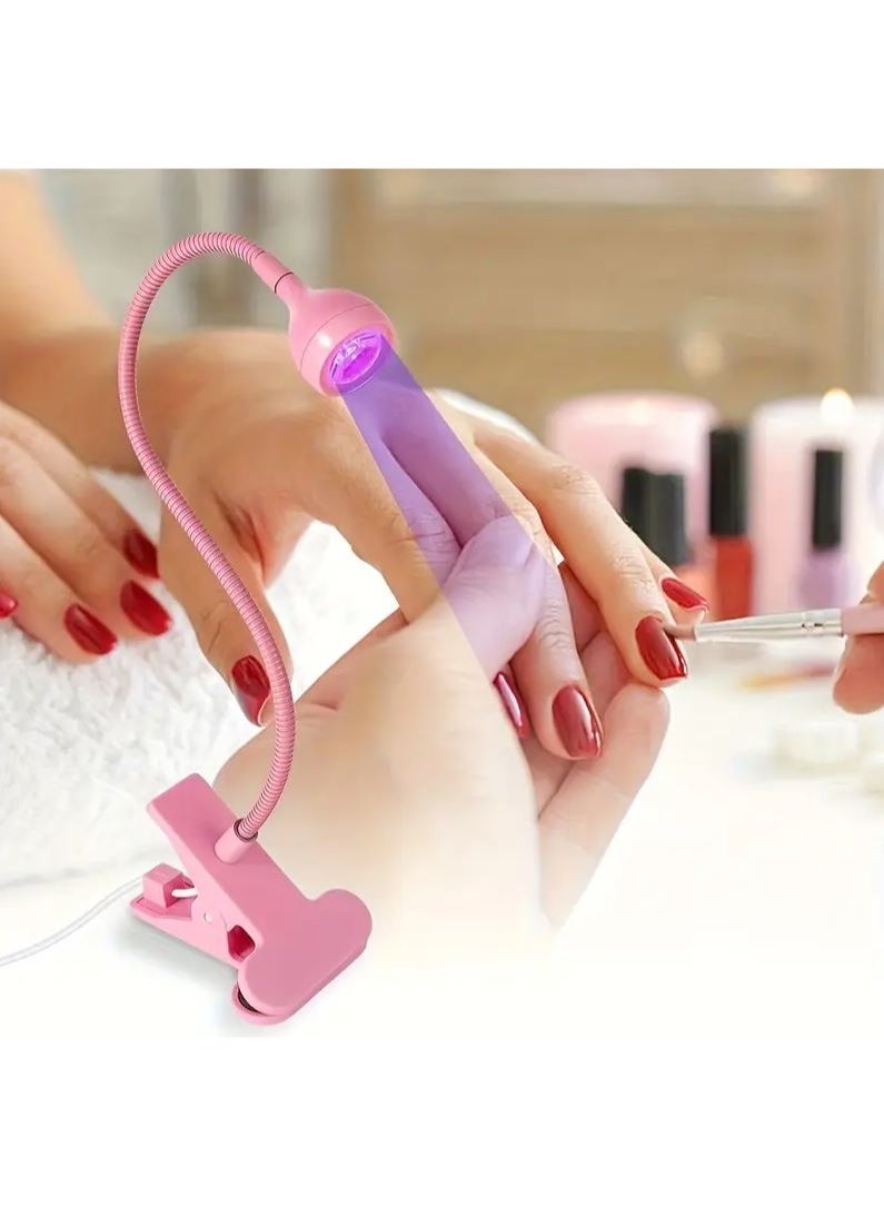مصباح تجفيف طلاء أظافر بتصميم محمول، ضوء ليد لتثبيت طلاء الأظافر الجل USB ومشبك تثبيت - Image 2