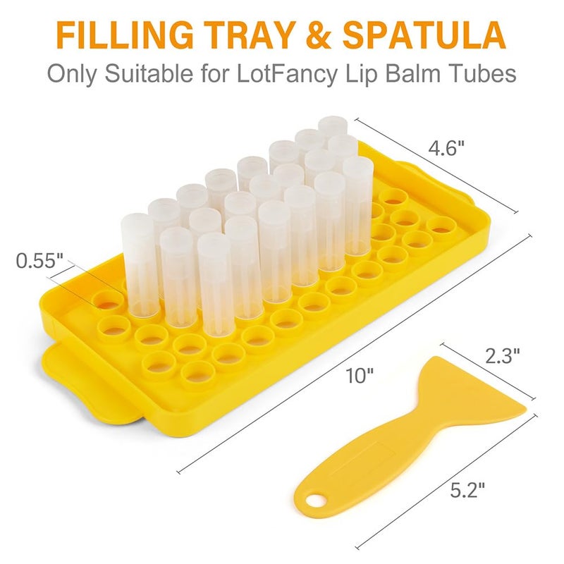LotFancy Lip Balm Tubes with Filling Tray and Spatula, 50Pcs 5.5ml (3/16 Oz) Clear Lip Balm Containers with White Caps, BPA Free & Leak Free Lip Balm Making Kit - Image 2