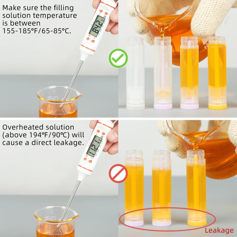 LotFancy Lip Balm Tubes with Filling Tray and Spatula, 50Pcs 5.5ml (3/16 Oz) Clear Lip Balm Containers with White Caps, BPA Free & Leak Free Lip Balm Making Kit - Image 4