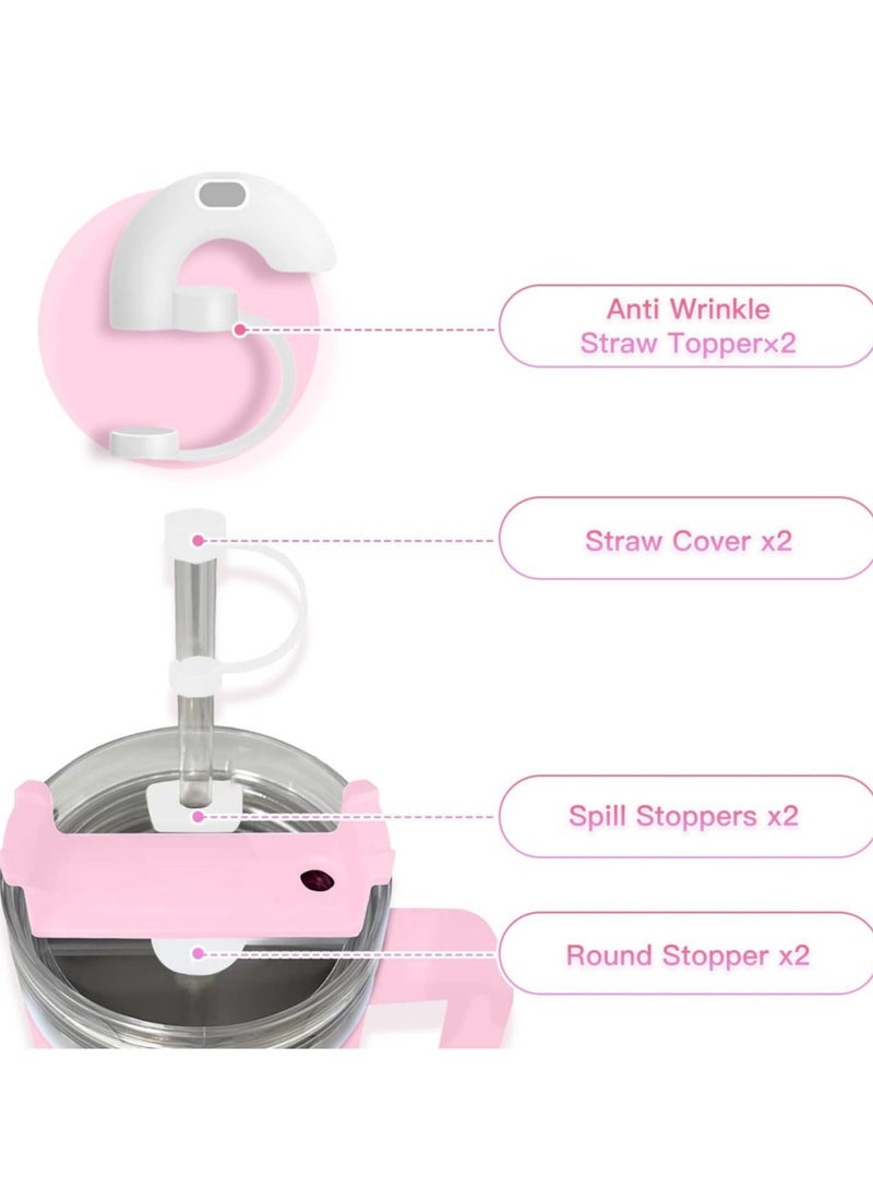 8Pcs Spill Proof Stopper and Anti-Wrinkle Straw Topper for Stanley Cup 40oz/30oz Tumbler, Stanley Cup Accessories Set, 2 Straw Cover, 2 Spill Stoppers,2 Leak Stoppers, 2 Anti-Wrinkle Straw Topper - Image 4