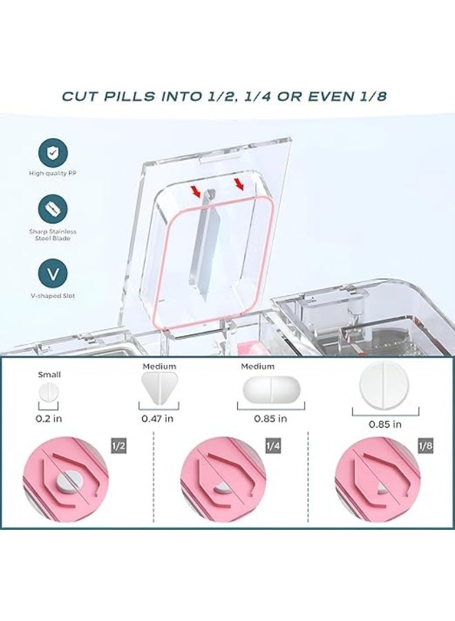 3 in 1 Pill Cutter and Crusher with Stainless Steel Blade and Storage Compartment, Includes Cleaning Brush - Image 5