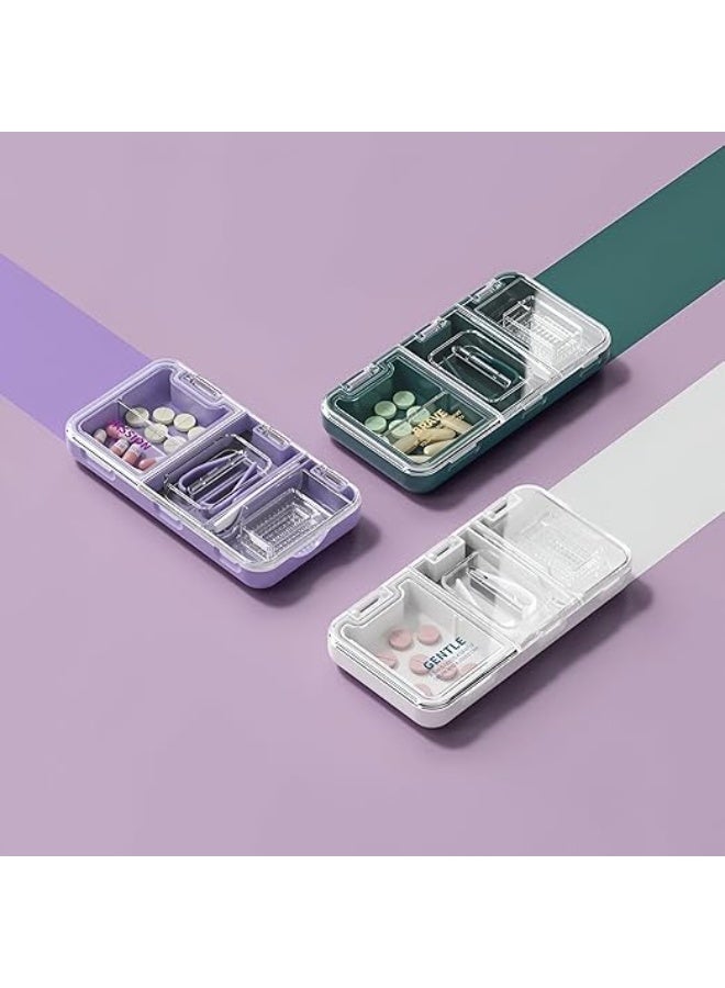 3 in 1 Pill Cutter and Crusher with Stainless Steel Blade and Storage Compartment, Includes Cleaning Brush - Image 2