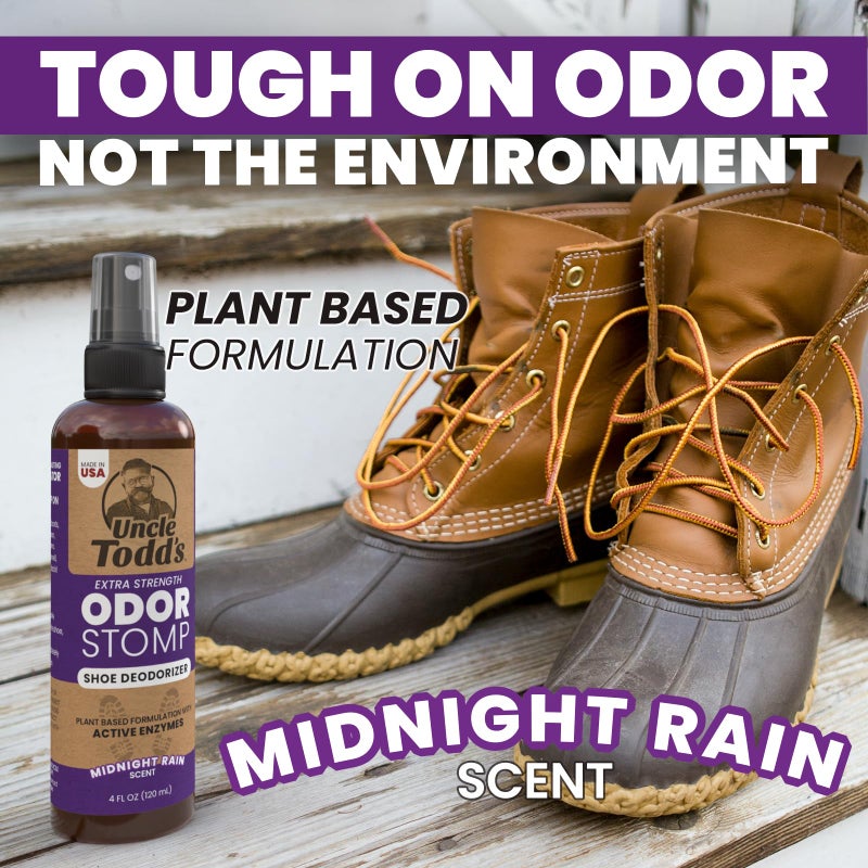 Uncle Todd's Shoe Deodorizer Spray - Proven & Powerful Enzyme Formula Spray for Shoe Odor Elimination in All Footwear (Midnight Rain) - Image 3