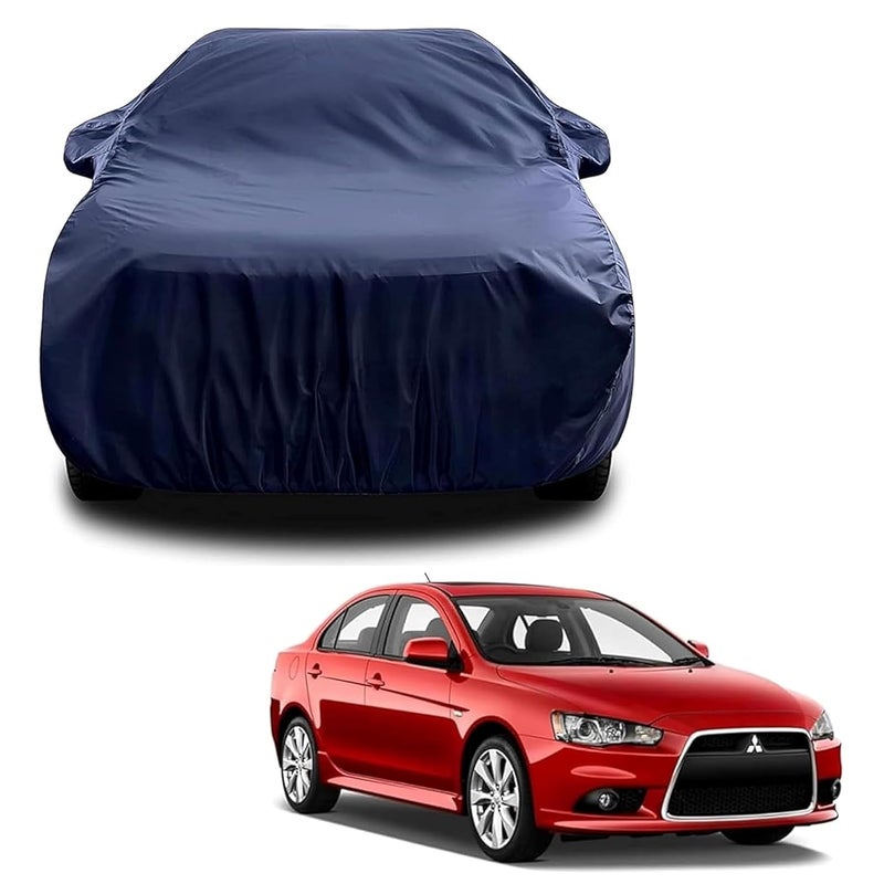 sulfar 100% Water Resistant Car Body Cover Compatible with Mirror for Mitsubishi Lancer Evoloution (Triple Stitched, Full Bottom Elastic, Navy Blue) - Image 1