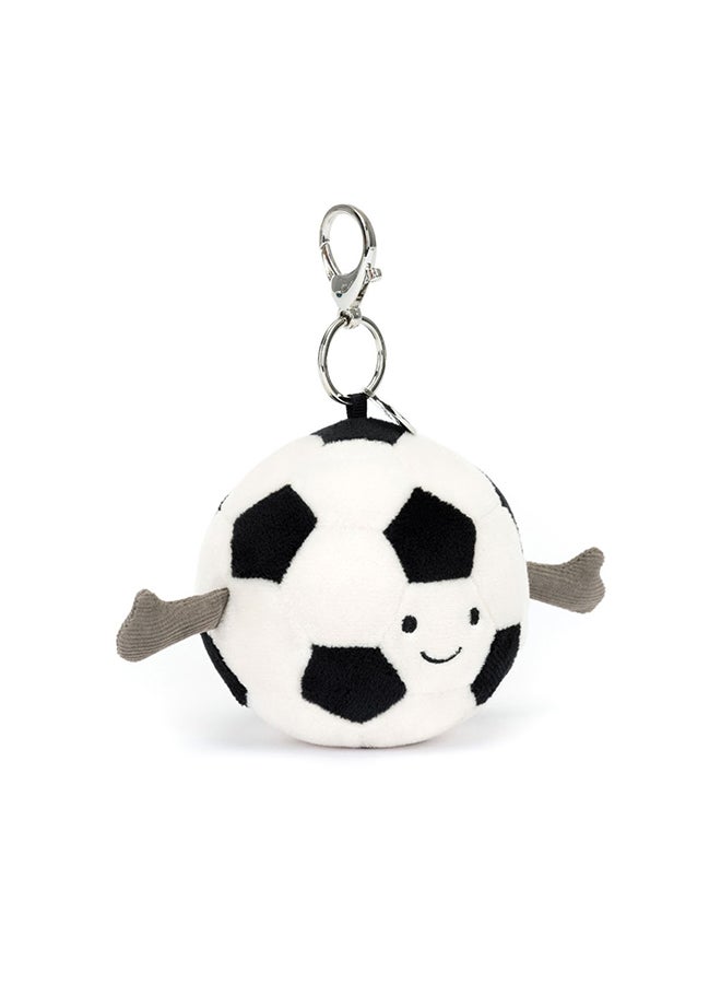Jellycat Amuseables Sports Football Bag Charm 11cm – Plush Football Keyring with Clip - Image 1