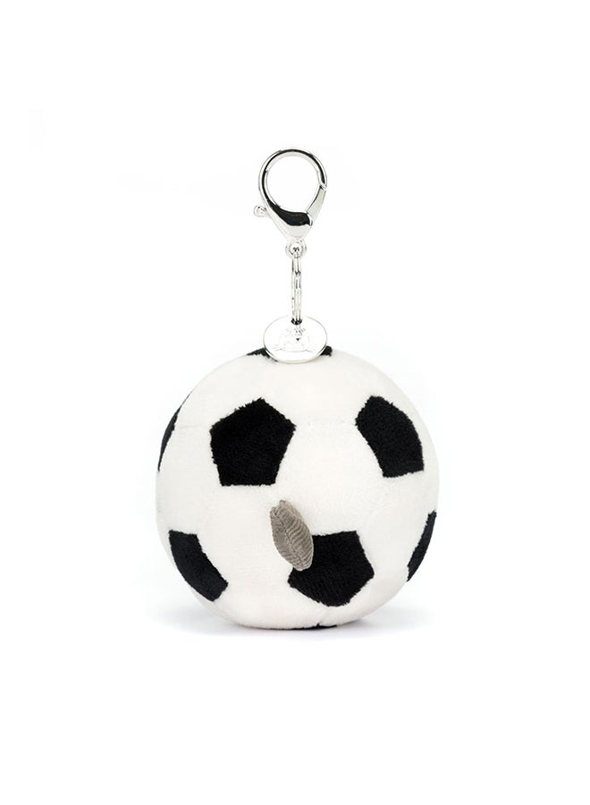 Jellycat Amuseables Sports Football Bag Charm 11cm – Plush Football Keyring with Clip - Image 2