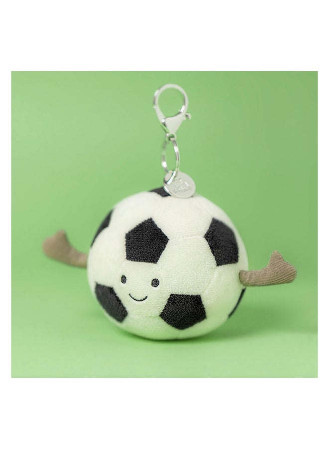 Jellycat Amuseables Sports Football Bag Charm 11cm – Plush Football Keyring with Clip - Image 3