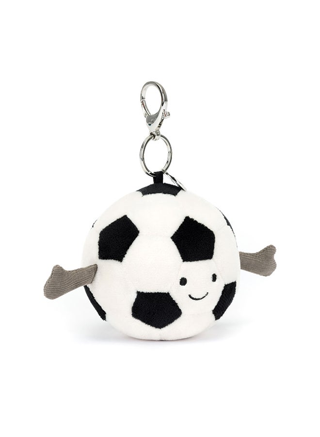 Jellycat Amuseables Sports Football Bag Charm 11cm – Plush Football Keyring with Clip - Image 5