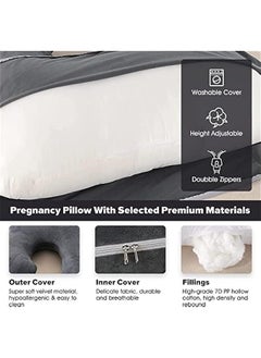 Beauenty Pregnancy Pillow U-Shaped Full Body Maternity Support Pillow，Pregnancy Pillows for Sleeping for Pregnant Women with Replaceable and Washable Velvet Cover (Black)  - Image 4
