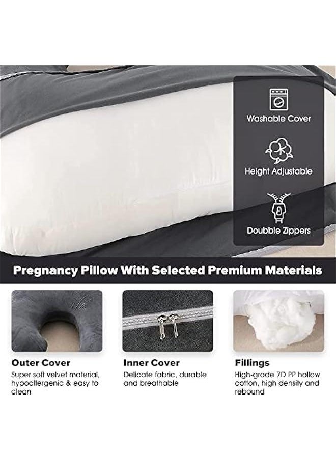 Beauenty Pregnancy Pillow U-Shaped Full Body Maternity Support Pillow，Pregnancy Pillows for Sleeping for Pregnant Women with Replaceable and Washable Velvet Cover (Black)  - Image 4