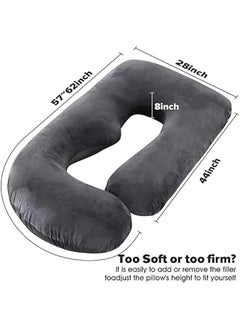 Beauenty Pregnancy Pillow U-Shaped Full Body Maternity Support Pillow，Pregnancy Pillows for Sleeping for Pregnant Women with Replaceable and Washable Velvet Cover (Black)  - Image 5