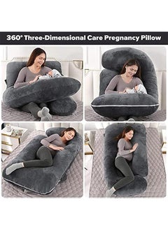 Beauenty Pregnancy Pillow U-Shaped Full Body Maternity Support Pillow，Pregnancy Pillows for Sleeping for Pregnant Women with Replaceable and Washable Velvet Cover (Black)  - Image 2