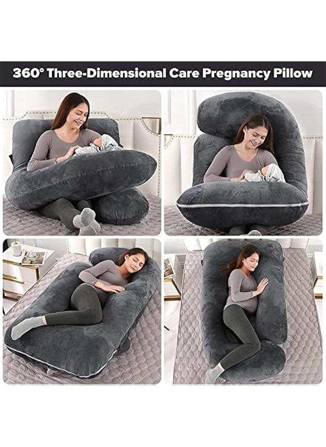 Beauenty Pregnancy Pillow U-Shaped Full Body Maternity Support Pillow，Pregnancy Pillows for Sleeping for Pregnant Women with Replaceable and Washable Velvet Cover (Black)  - Image 2