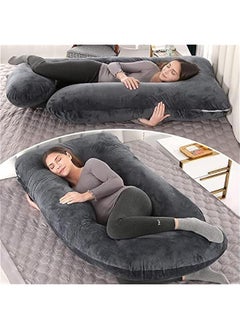 Beauenty Pregnancy Pillow U-Shaped Full Body Maternity Support Pillow，Pregnancy Pillows for Sleeping for Pregnant Women with Replaceable and Washable Velvet Cover (Black)  - Image 3