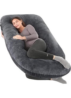 Beauenty Pregnancy Pillow U-Shaped Full Body Maternity Support Pillow，Pregnancy Pillows for Sleeping for Pregnant Women with Replaceable and Washable Velvet Cover (Black)  - Image 1