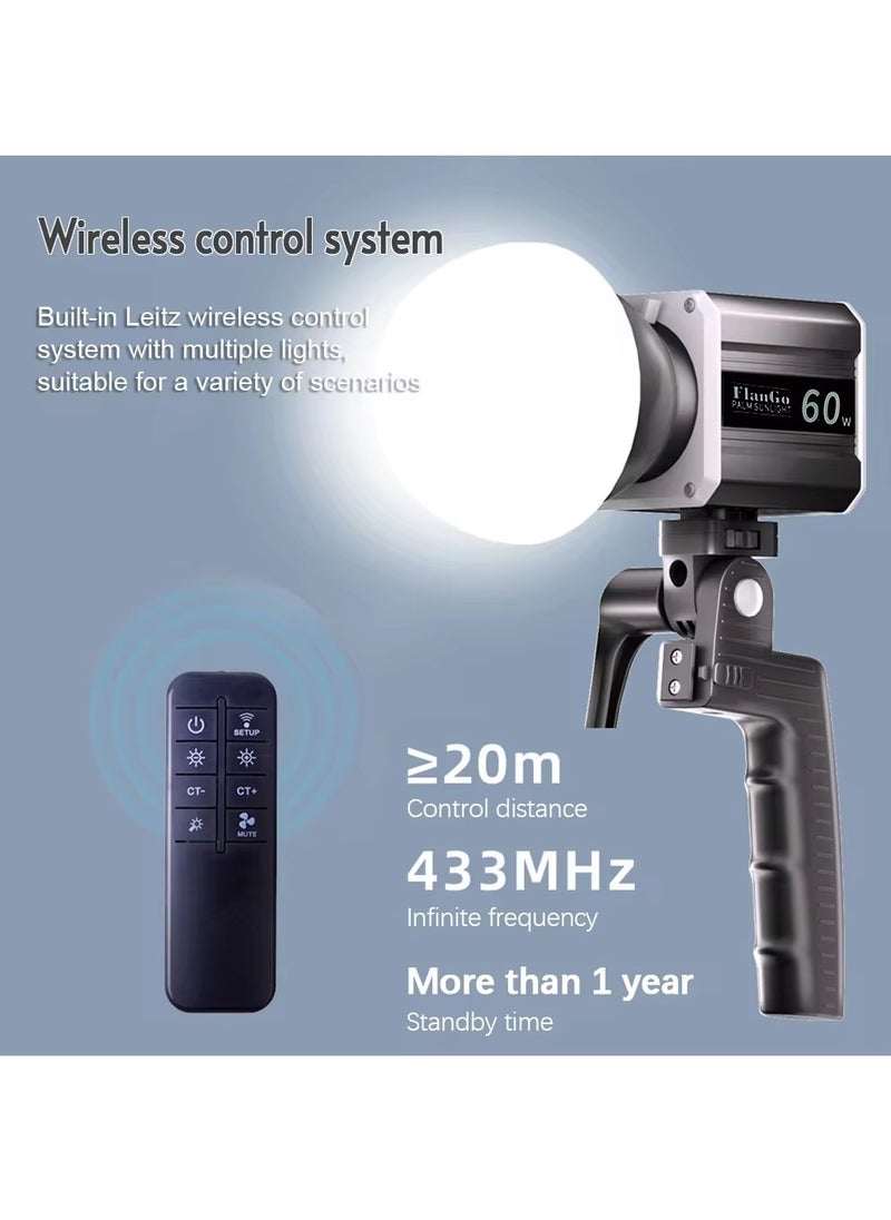 Verci Tri-Color LED Video Light 60W COB Photography Light 2800K-6800K for Live Streaming Home Studio Comercial Photography  - Image 3