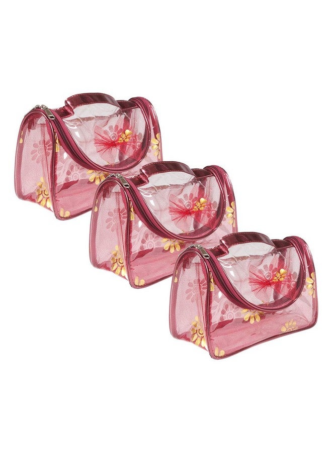 بريتي كرافتس مجموعة مستحضرات التجميل/مجموعة أدوات التجميل/مجموعة المجوهرات/مجموعة المكياج من PrettyKrafts، (عبوة من 3 قطع) باللون العنابي - Image 1