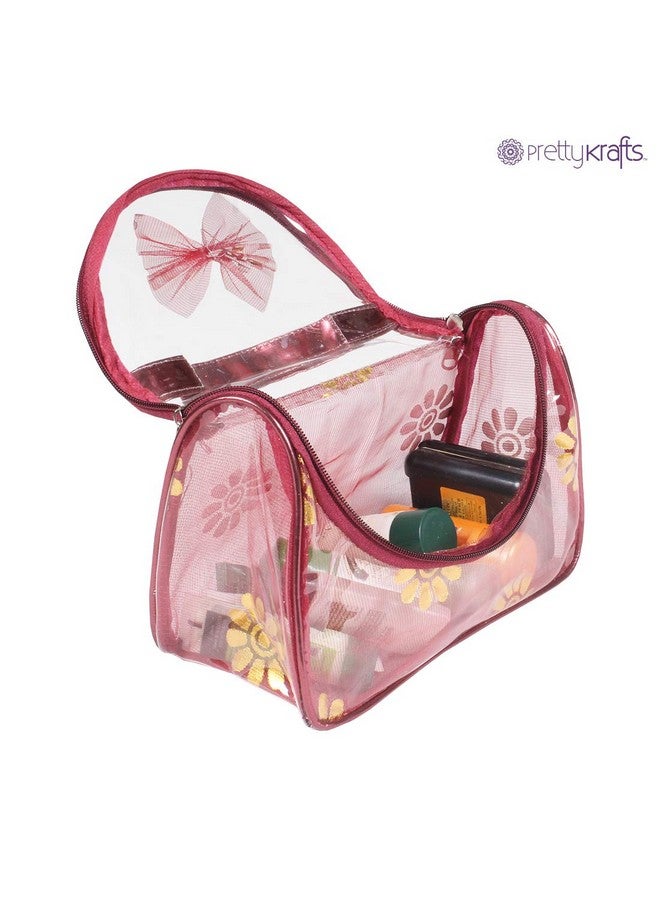 بريتي كرافتس مجموعة مستحضرات التجميل/مجموعة أدوات التجميل/مجموعة المجوهرات/مجموعة المكياج من PrettyKrafts، (عبوة من 3 قطع) باللون العنابي - Image 3