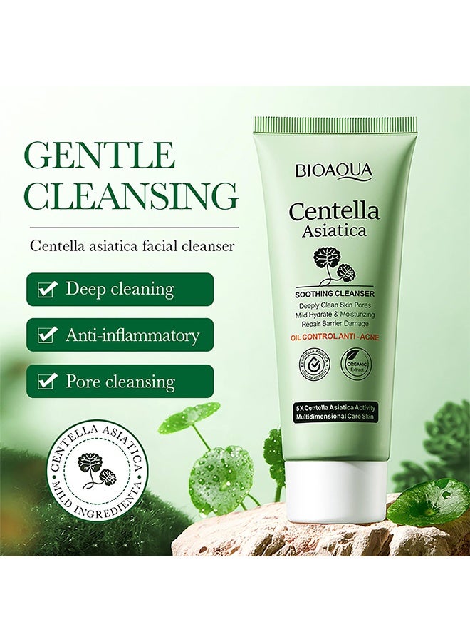 BIOAQUA Centella Asiatica Soothing Face Cleanser Oil Control Anti-Acne Deep Pore Clean Facial Hydrating Moisturizing 100g - Image 2