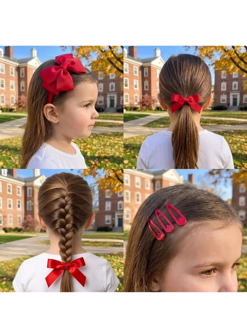 Lion Llama Red School Essentials Hair Accessories set– Girls' School Uniform Headband for Toddlers & Children, Comfortable Hair Accessory for School, Daily Wear, Parties & Special Occasions - RED for Women | Best Price UAE