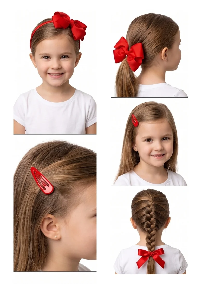 Lion Llama Red School Essentials Hair Accessories set– Girls' School Uniform Headband for Toddlers & Children, Comfortable Hair Accessory for School, Daily Wear, Parties & Special Occasions - RED for Women | Best Price UAE