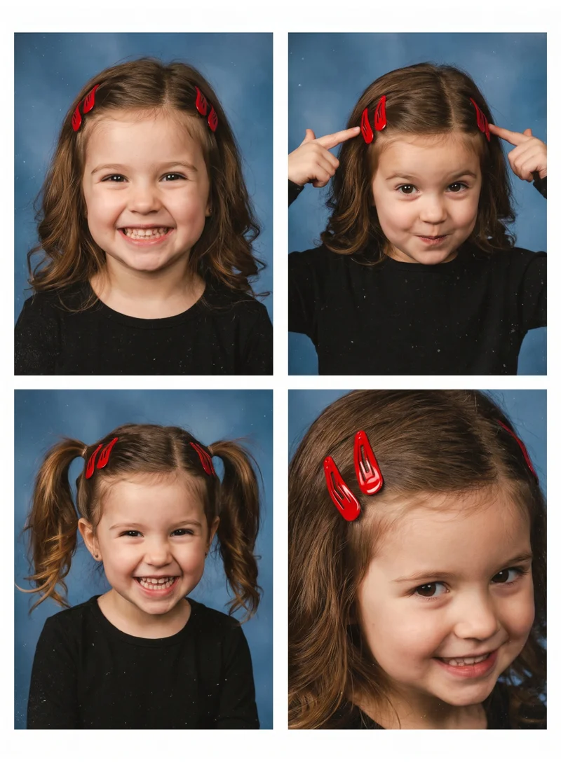 Lion Llama School Essentials Hair Accessories set– Girls' School Uniform Headband for Toddlers & Children, Comfortable Hair Accessory for School, Daily Wear, Parties & Special Occasions - RED