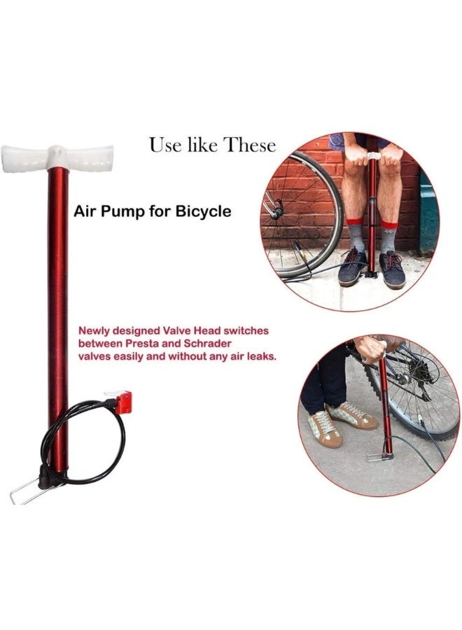 Fukukawa Portable High Pressure Air Pump for Car Tire Bicycle Motorcycle and Sports Ball Aluminum Hand Pump with Flexible Hose Universal Valve and Foldable Foot Base - Image 3