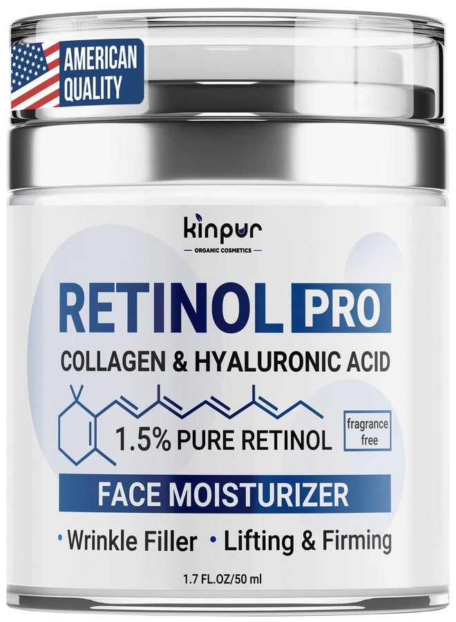 KINPUR ORGANIC COSMETICS Retinol Pro+ Collagen Face Cream with Hyaluronic Acid - Hydrating and Firming Cream for All Skin Types - Day and Night Anti Aging Face Moisturizer for Women & Men - Image 1