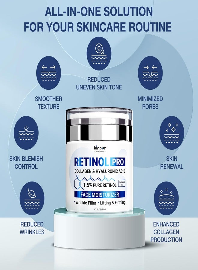 KINPUR ORGANIC COSMETICS Retinol Pro+ Collagen Face Cream with Hyaluronic Acid - Hydrating and Firming Cream for All Skin Types - Day and Night Anti Aging Face Moisturizer for Women & Men - Image 2