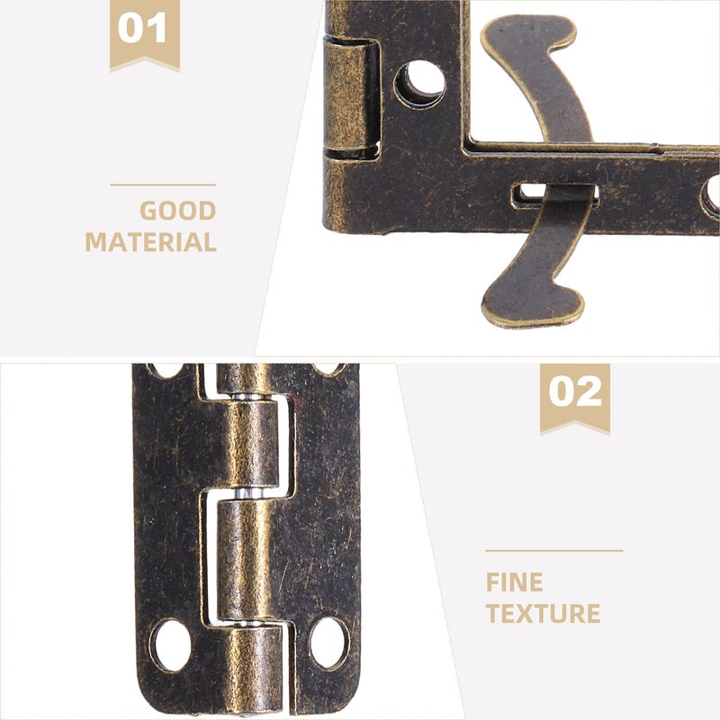 4Pcs Vintage 8 Hole Cabinet Door Hinges With Screws 90 Degree Support Folding Hardware - Image 4