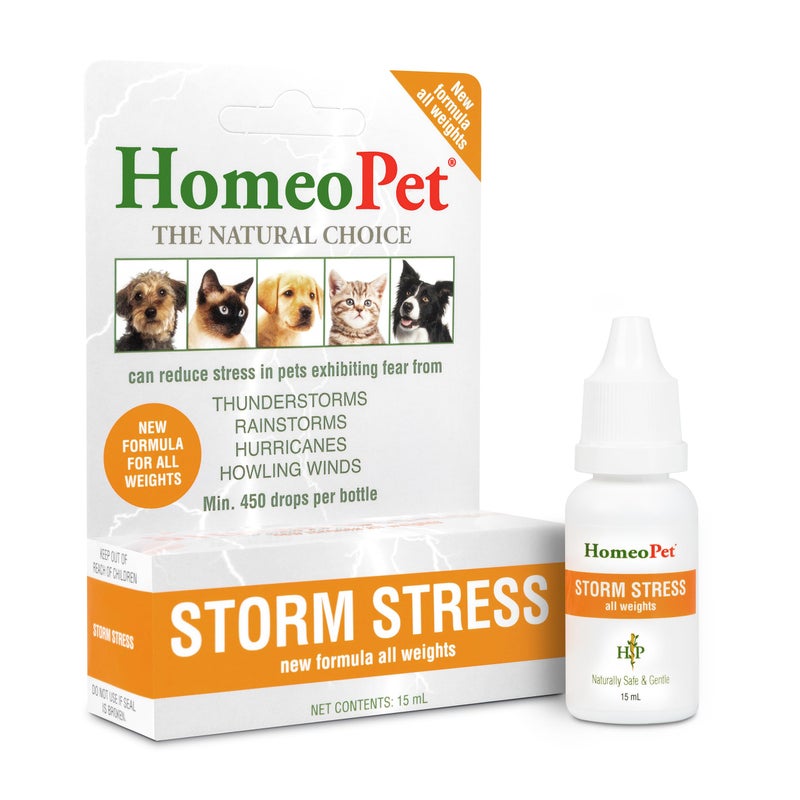 HomeoPet Storm Stress, Safe and Natural Storm-Stress Relief for Dogs and Cats, 15 Milliliters - Image 1