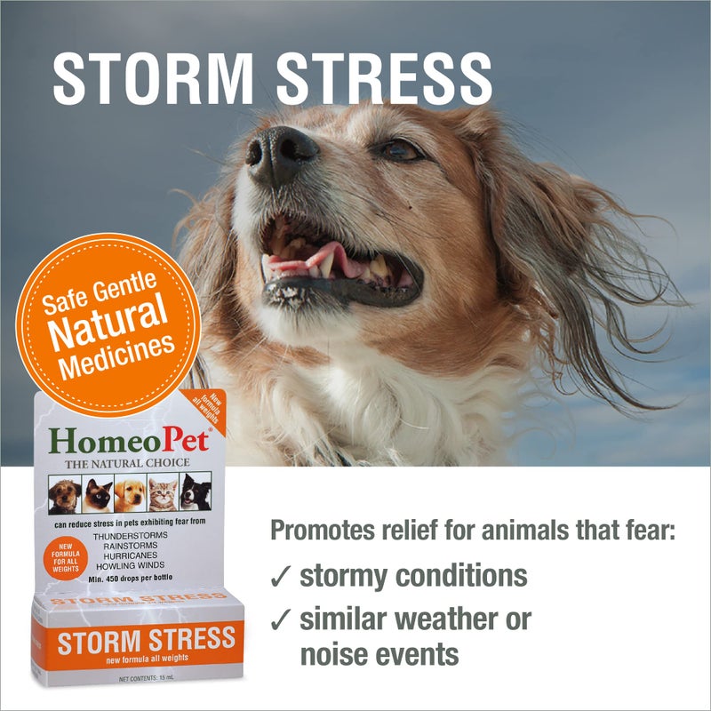 HomeoPet Storm Stress, Safe and Natural Storm-Stress Relief for Dogs and Cats, 15 Milliliters - Image 2