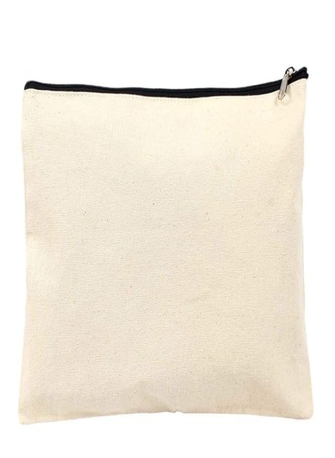 Dhyanexa Cotton Canvas Bags for Crafts White Blank DIY Makeup Bags Pencil Case Canvas Pouch for Travel, Party Gift,Travel Toiletry with Black Zipper Makeup Bag Cosmetic Bag Multipurpose (10) - Image 4