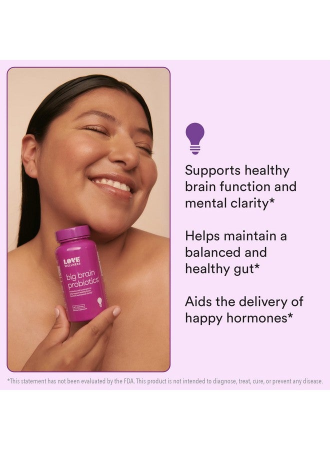 Love Wellness Nootropics Brain Support Supplement Big Brain Probiotics Brain Function Cognitive Health & Healthy Mood Reishi & Chaga Mushrooms Lions Mane Dairyfree & Vegan 30 Servings - Image 3