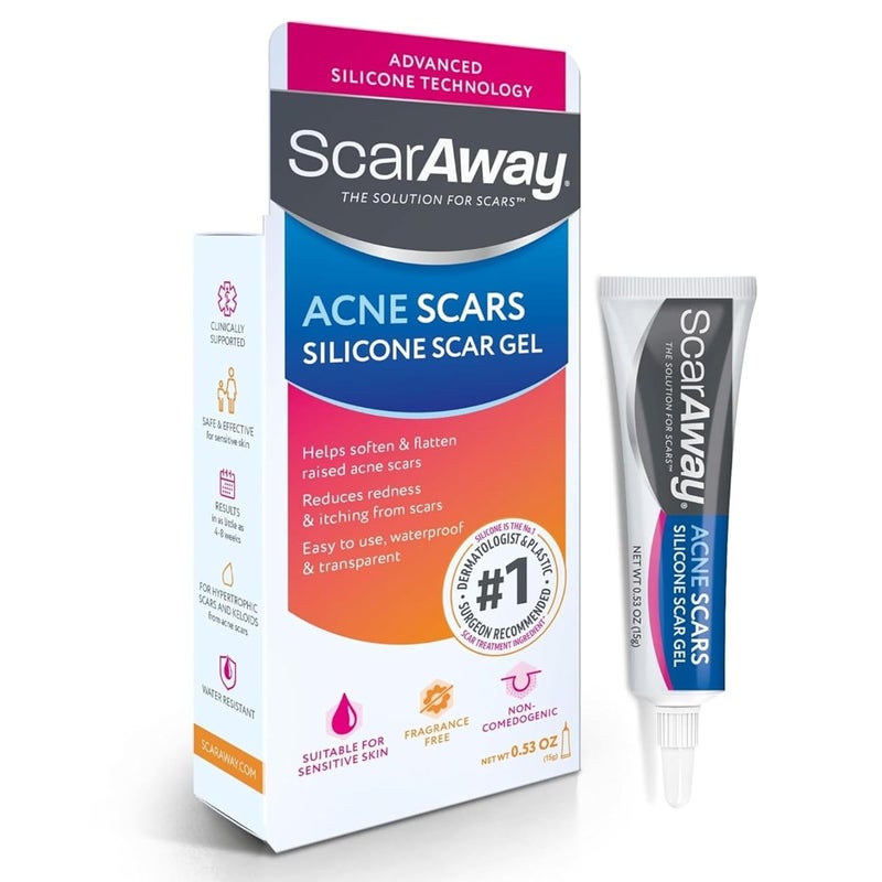 ScarAway Acne Scar Treatment Clear Silicone Scar Gel 100 MedicalGrade Helps Improve Size Color Texture of PostAcne Hypertrophic Keloid Scars on Face Body Water Resistant 15 grams - Image 1