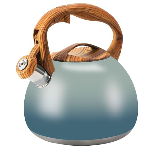 Foedo Tea Pot, 3.2Qt Tea Kettle Stovetop, Food Grade Stainless Steel Tea Kettle,Suitable for Various Heat Sources,One-Button Switch (Grayish Blue Gradient) - Image 1
