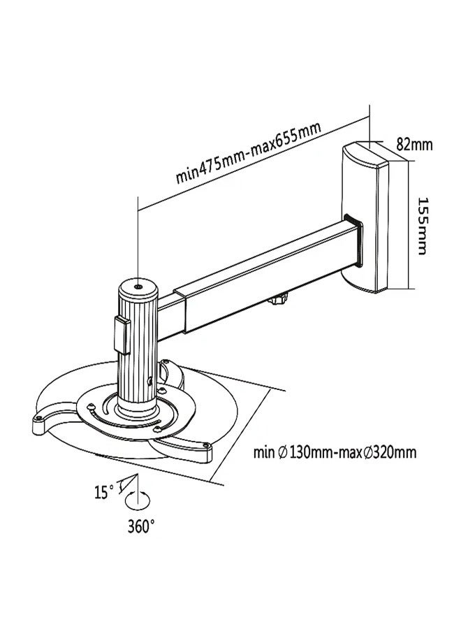 Skill Tech SH 05P Aluminum Short Throw Projector Wall Mount, Profile 475–655mm, Max Load Capacity 10kg - Image 3