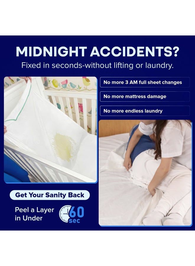 PEELAWAYS Dorm-A-Peel Disposable Fitted Bed Sheets Twin XL Size | 7-Layer Soft, Absorbent, Incontinence Mattress Pad | Breathable, Waterproof, Disposable Bed Pad - Image 3