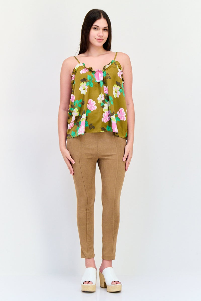 Aerie Women Ruffle Neck Floral Print Tank Top, Multicolor - Image 4