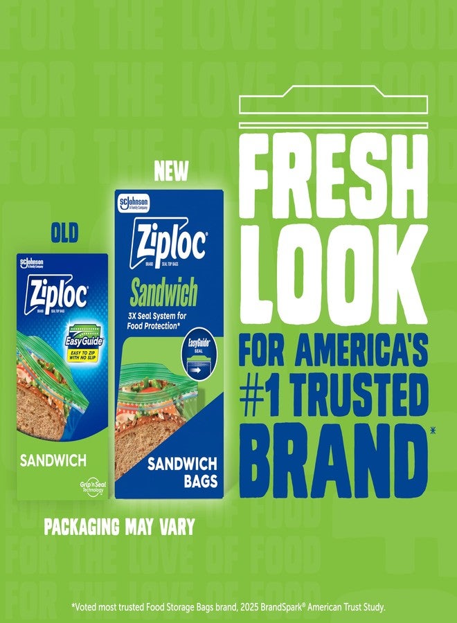 Ziploc Sandwich and Snack Bags with EasyGuide Texture, Plastic Storage Bags with Grip 'n Seal Technology, 150 Bags Total (Packaging May Vary) - Image 2