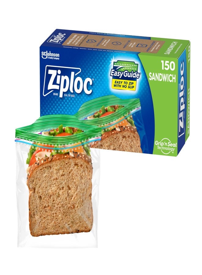 Ziploc Sandwich and Snack Bags with EasyGuide Texture, Plastic Storage Bags with Grip 'n Seal Technology, 150 Bags Total (Packaging May Vary) - Image 1