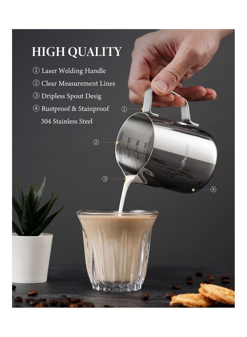 kaffenator Stainless Steel Milk Frothing Pitcher 12oz 350ml Frother Jug for Espresso Coffee Cappuccino Latte Art Home Use Everyday Barista Tool - Image 4