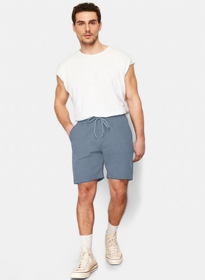 trendyol Slim Fit Textured Waffle Elastic Waist Drawstring Shorts - Image 2