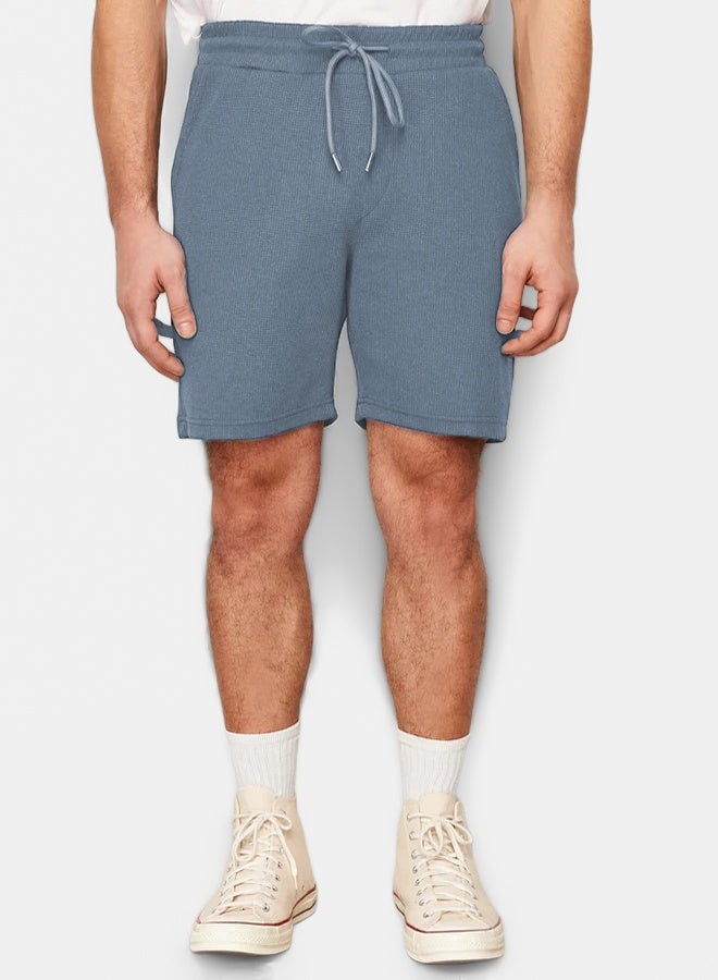 trendyol Slim Fit Textured Waffle Elastic Waist Drawstring Shorts - Image 3