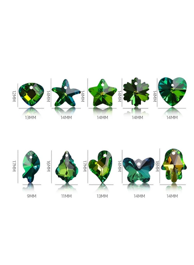 MissTiara 100pcs 10 types of Crystal Glass pendant Kit For Jewelry Bracelet Necklace And Art Craft  Include Butterfly Seashell starfish Ice flower etc.  - Image 3