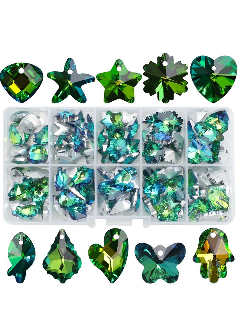 MissTiara 100pcs 10 types of Crystal Glass pendant Kit For Jewelry Bracelet Necklace And Art Craft  Include Butterfly Seashell starfish Ice flower etc.  - Image 2