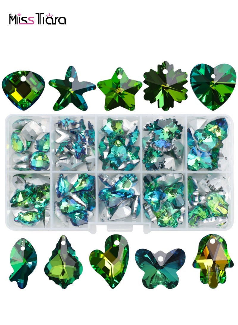 MissTiara 100pcs 10 types of Crystal Glass pendant Kit For Jewelry Bracelet Necklace And Art Craft  Include Butterfly Seashell starfish Ice flower etc.  - Image 1