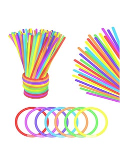 MIXDE 100 Glow Sticks Party Pack 8 Inch With Connectors To Make Neon Bracelets,Necklaces,Eye Glasses And Balls For Party Supplies  - Image 1