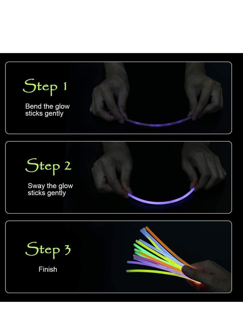 MIXDE 100 Glow Sticks Party Pack 8 Inch With Connectors To Make Neon Bracelets,Necklaces,Eye Glasses And Balls For Party Supplies  - Image 3